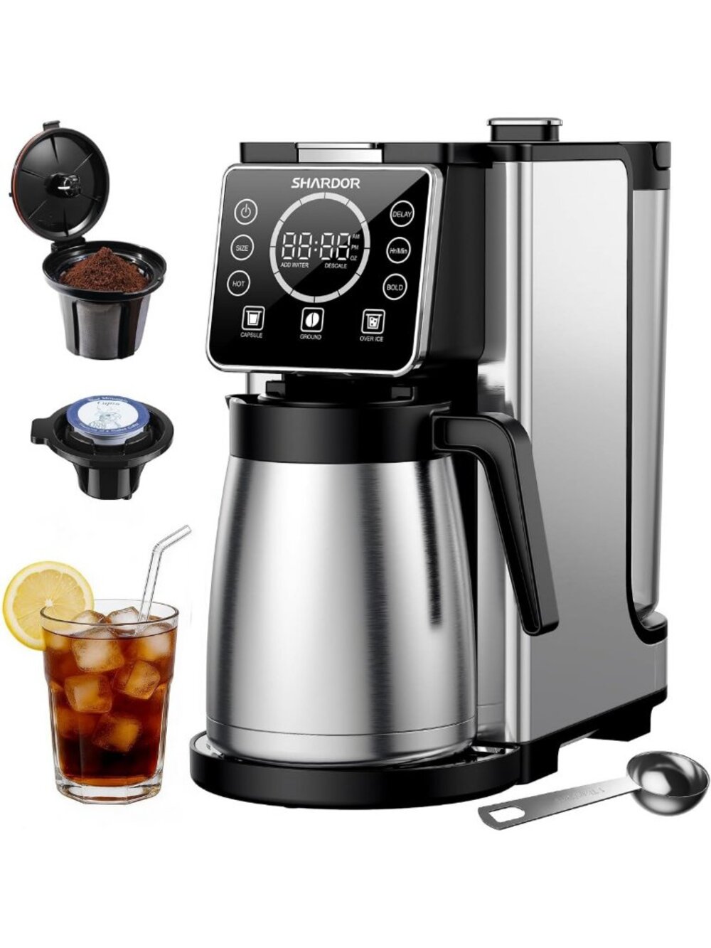 Versatile Dual Brew Coffee Maker for K-Cup Pods & Ground Coffee, Hot/Iced, 95oz